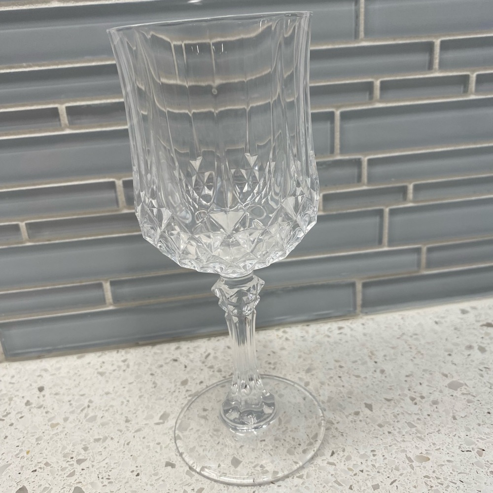 Vintage Cristal D'arques France Longchamp Cut Crystal Wine Glass 6 3/8” Set of 2 - Picture 3 of 8
